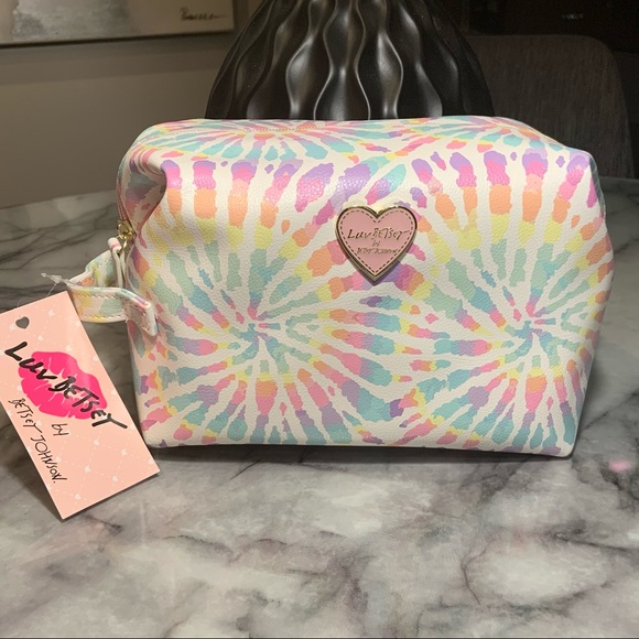 Luv Betsey by Betsey Johnson Pastel Tye Dye Faux Leather Cosmetic Bag - Picture 1 of 10